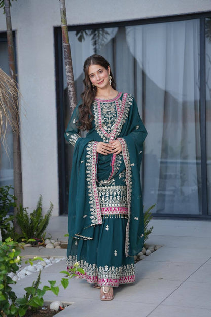 Premium Zari Work Green Traditional Suit for Women