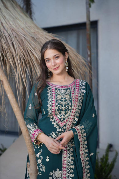 Premium Zari Work Green Traditional Suit for Women