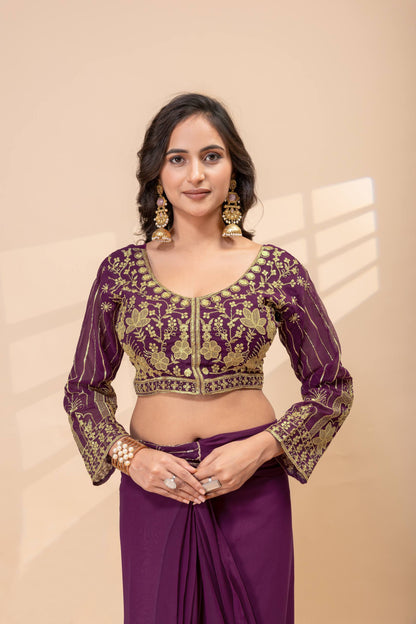 Designer Embroidered Saree with Heavy Blouse