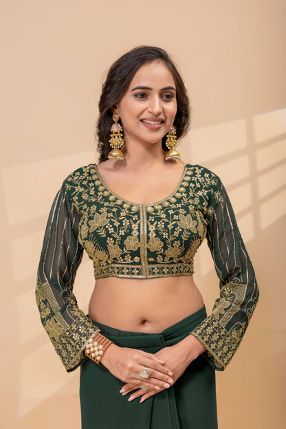 Designer Embroidered Saree with Heavy Blouse