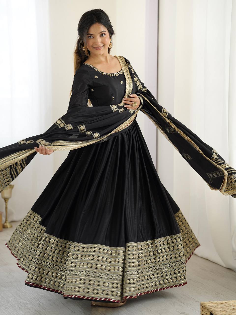 beautiful women zareen elegance gown with dupatta set