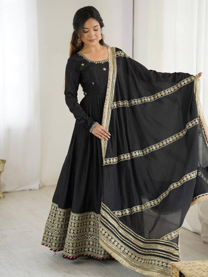 Beautiful women Zareen Elegance gown with dupatta set