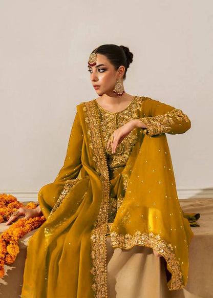 Mustard Yellow Heavy Embroidered Designer Kurta Sharara Set with Dupatta