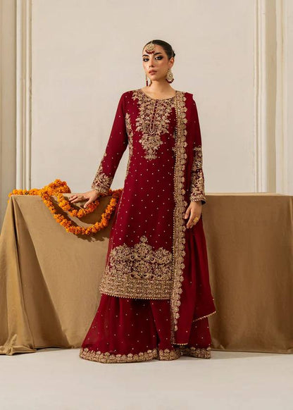 Maroon Heavy Embroidered Designer Kurta Sharara Set with Dupatta