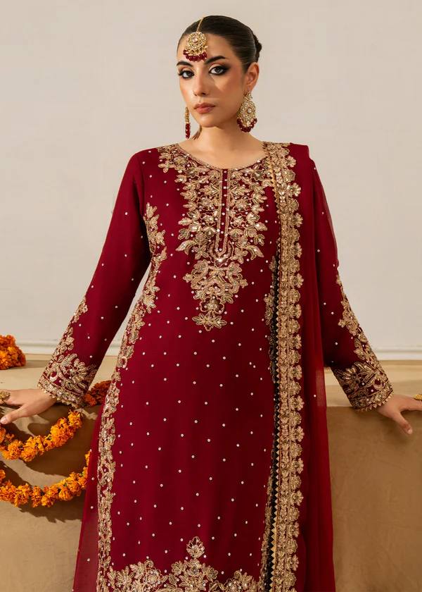maroon heavy embroidered designer kurta sharara set with dupatta