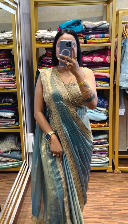Premium Green Ethnic Saree with Designer Gold Work