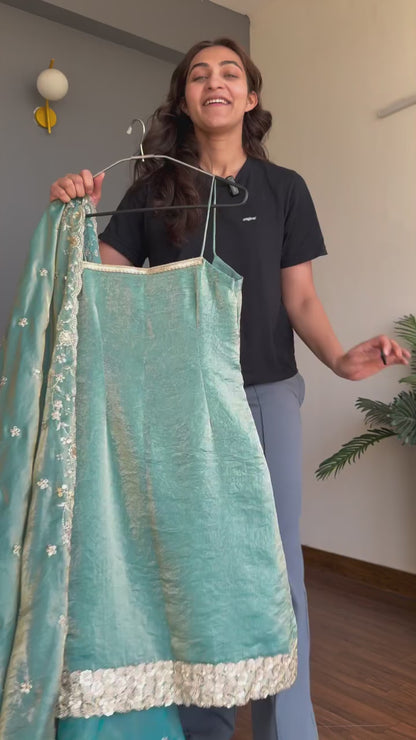Luxury Sea Green Party Wear Sharara Suit for Women