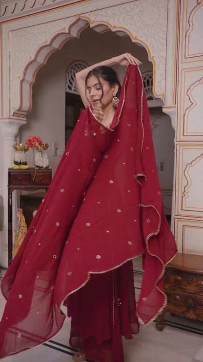 Graceful Red Designer Anarkali Suit with Dupatta