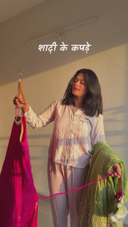 Hot Pink & Lime Green Sharara Suit Set with Dupatta