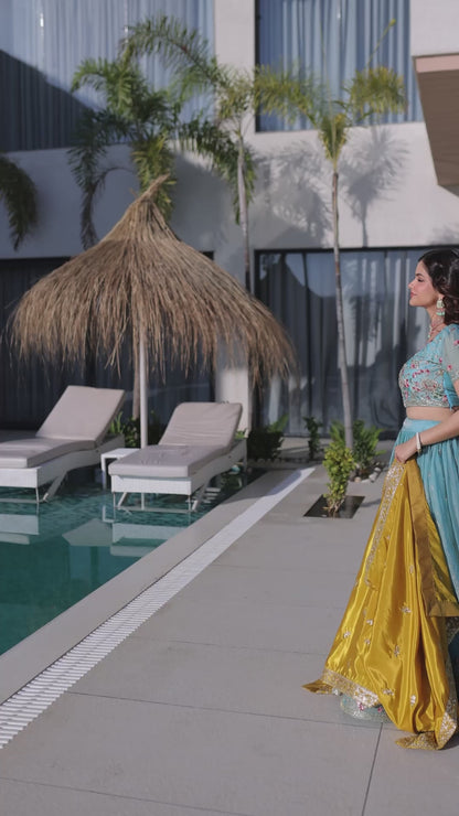 Mustard Floral Silk Embroidered Kurta Set