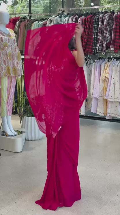 Ruby Radiance Georgette Ready To Wear Saree