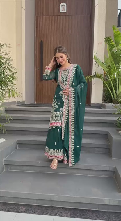 Premium Zari Work Green Traditional Suit for Women