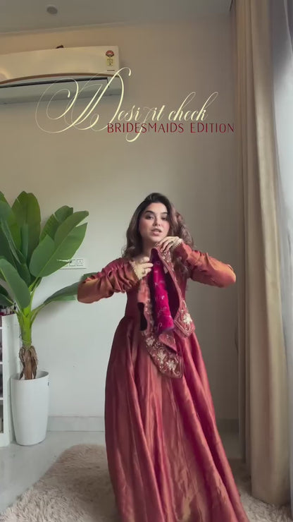 Noor Rust Embroidered Anarkali Set
