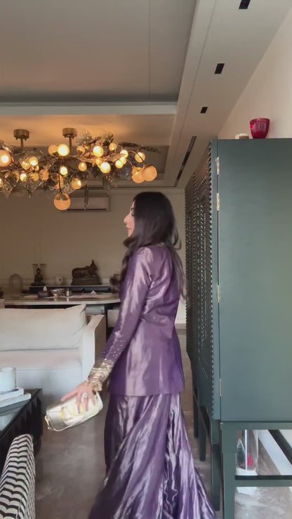 Mastani Purple Blazer Sharara Set